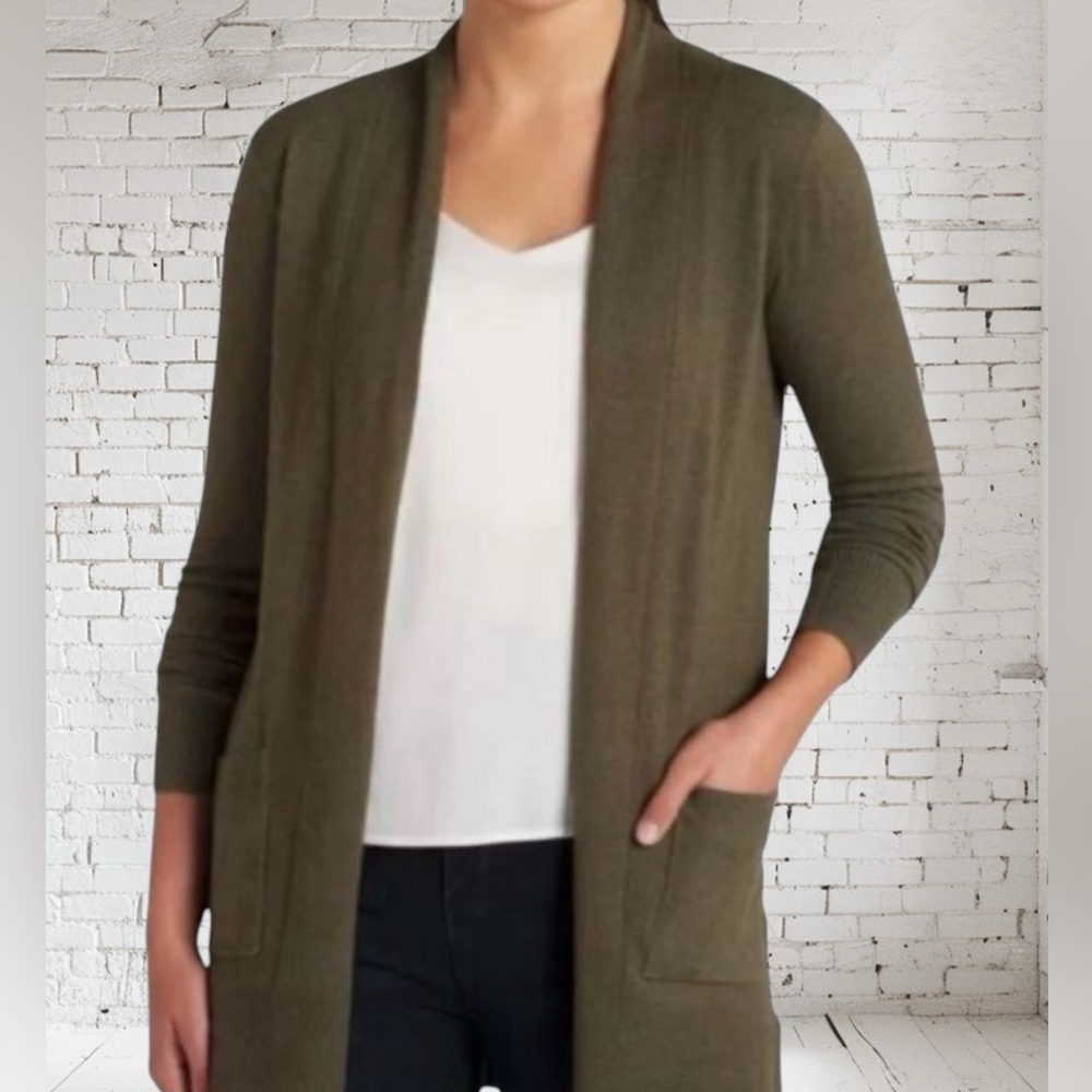 Pink Clover Knit Cardigan NWOT Moss Green Soft Stretch OpenβFront Layer Size XS